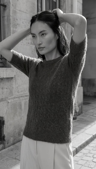 Maglia - Maglia m/m treccia super kid mohair - Tortora - VEVI