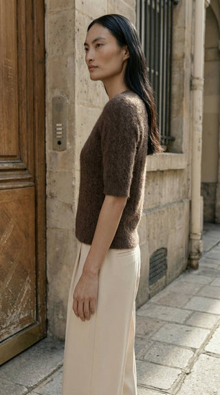 Maglia - Maglia m/m treccia super kid mohair - Tortora - VEVI