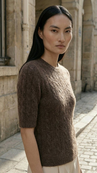 Maglia - Maglia m/m treccia super kid mohair - Tortora - VEVI