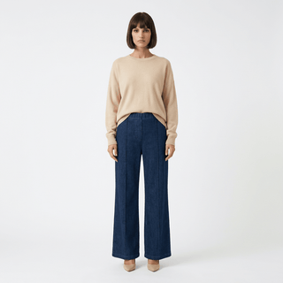 Maglia - Maglia over girocollo viscosa DME9218 - Beige - VEVI