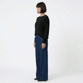 Maglia - Maglia over girocollo viscosa DME9218 - Nero - VEVI