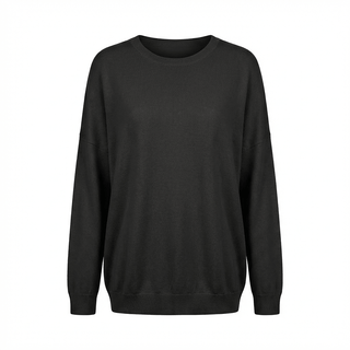 Maglia - Maglia over girocollo viscosa DME9218 - Nero - VEVI