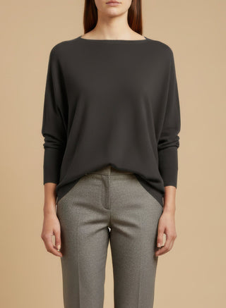 Maglia - Maglia oversize scollo barca - Beige melange - vevi.it
