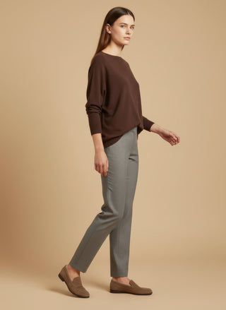 Maglia - Maglia oversize scollo barca - Beige melange - vevi.it