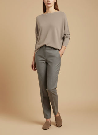 Maglia - Maglia oversize scollo barca - Beige melange - vevi.it