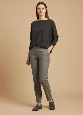 Maglia - Maglia oversize scollo barca - Beige melange - vevi.it