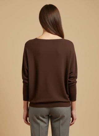 Maglia - Maglia oversize scollo barca - Beige melange - vevi.it