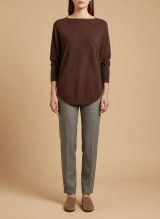 Maglia - Maglia oversize scollo barca - Beige melange - vevi.it