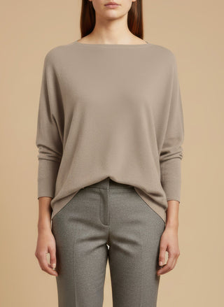 Maglia - Maglia oversize scollo barca - Beige melange - vevi.it