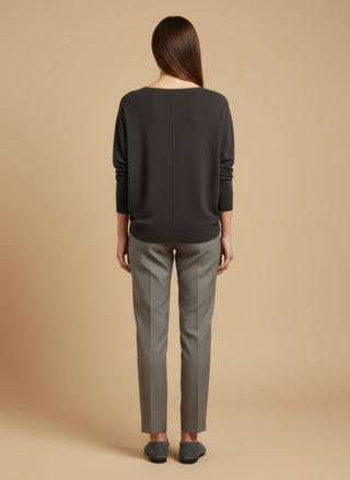Maglia - Maglia oversize scollo barca - Beige melange - vevi.it
