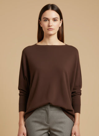 Maglia - Maglia oversize scollo barca - Beige melange - vevi.it