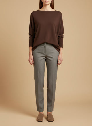 Maglia - Maglia oversize scollo barca - Beige melange - vevi.it