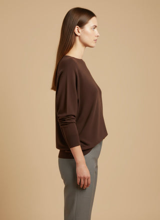 Maglia - Maglia oversize scollo barca - Beige melange - vevi.it