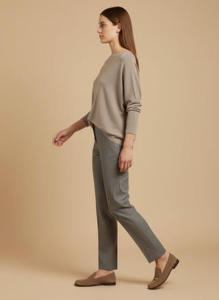 Maglia - Maglia oversize scollo barca - Beige melange - vevi.it