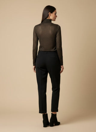 Maglia - Maglia riga dolcevita misto cashmere - Marrone/Nero - VEVI