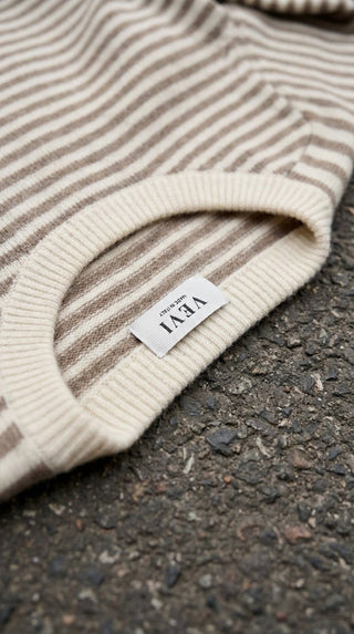Maglia - Maglia riga girocollo 100% lana afa 6003 - Burro - VEVI