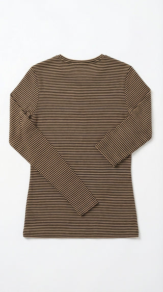 Maglia - Maglia riga girocollo - Cammello - VEVI