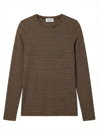 Maglia - Maglia riga girocollo - Cammello - VEVI