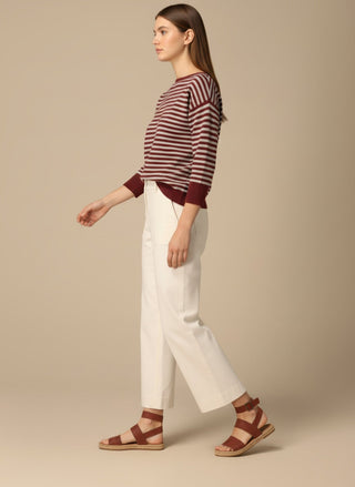 Maglia - Maglia riga misto lana cashmere - Bordeaux/grigio - vevi.it