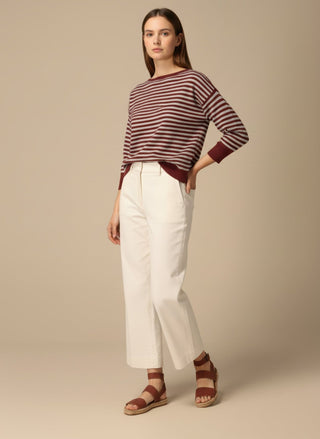 Maglia - Maglia riga misto lana cashmere - Bordeaux/grigio - vevi.it