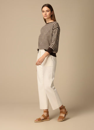 Maglia - Maglia riga misto lana cashmere - Moro/beige - vevi.it