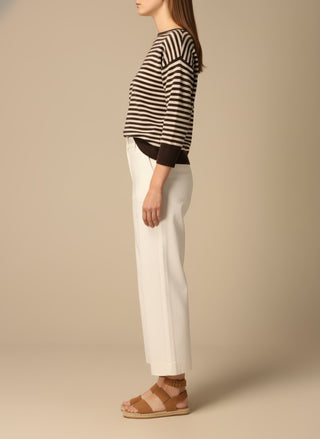 Maglia - Maglia riga misto lana cashmere - Moro/beige - vevi.it