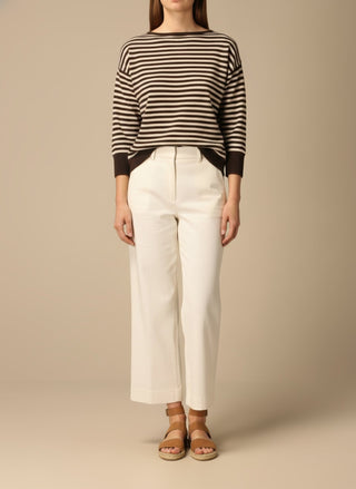 Maglia - Maglia riga misto lana cashmere - Moro/beige - vevi.it