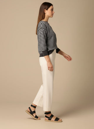 Maglia - Maglia riga misto lana cashmere - Nero/grigio - vevi.it