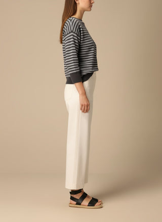 Maglia - Maglia riga misto lana cashmere - Nero/grigio - vevi.it