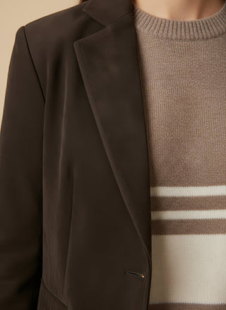 Maglia - Maglia righe 100% lana - Tortora melange - VEVI