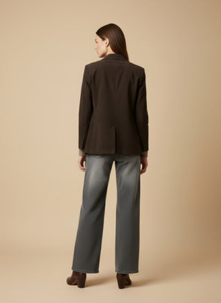 Maglia - Maglia righe 100% lana - Tortora melange - VEVI