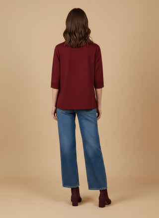Maglia - Maglia scollo vulcano spacchi - Bordeaux - vevi.it