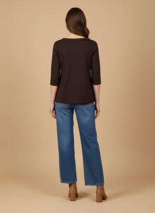 Maglia - Maglia scollo vulcano spacchi - Marrone - vevi.it