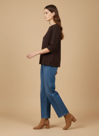 Maglia - Maglia scollo vulcano spacchi - Marrone - vevi.it