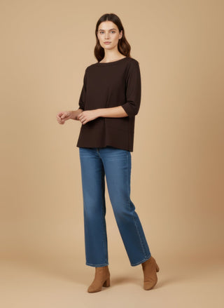 Maglia - Maglia scollo vulcano spacchi - Marrone - vevi.it