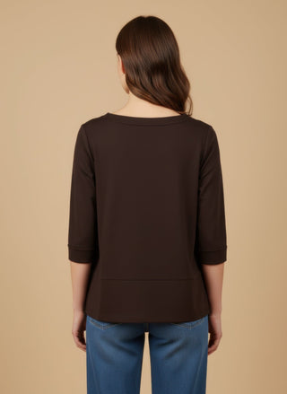 Maglia - Maglia scollo vulcano spacchi - Marrone - vevi.it