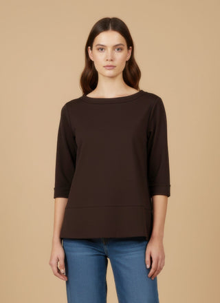 Maglia - Maglia scollo vulcano spacchi - Marrone - vevi.it