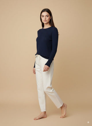 Maglia - Maglia treccia girocollo - Blu - vevi.it