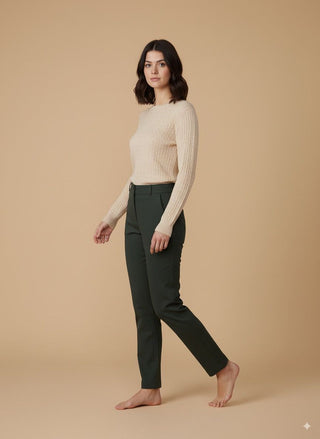 Maglia - Maglia treccia girocollo - Burro - vevi.it