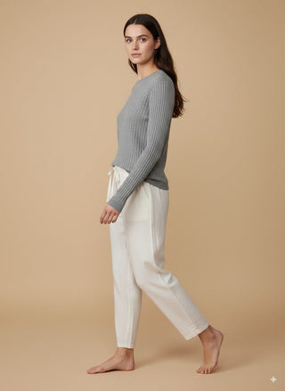 Maglia - Maglia treccia girocollo - Grigio chiaro melange - vevi.it