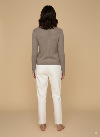 Maglia - Maglia treccia girocollo - Tortora - vevi.it