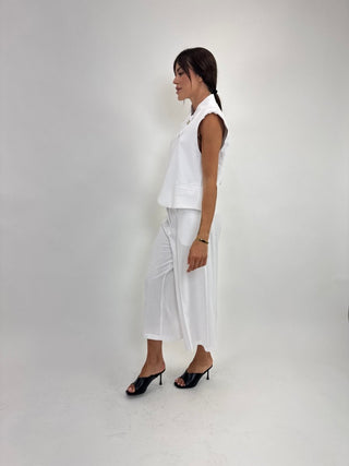 Pantalone - Pantalone 7/8 palazzo NRE703 - Bianco - VEVI