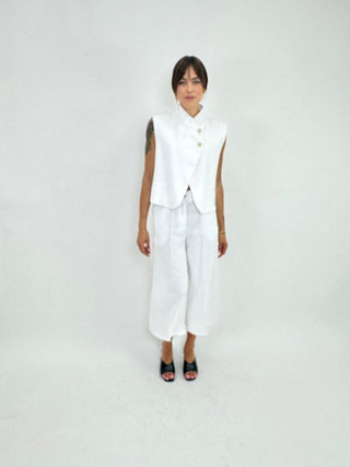 Pantalone - Pantalone 7/8 palazzo NRE703 - Bianco - VEVI