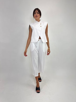 Pantalone - Pantalone 7/8 palazzo NRE703 - Bianco - VEVI