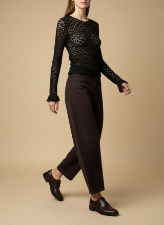 Pantalone - Pantalone balloon fit 5 tasche - Marrone - VEVI