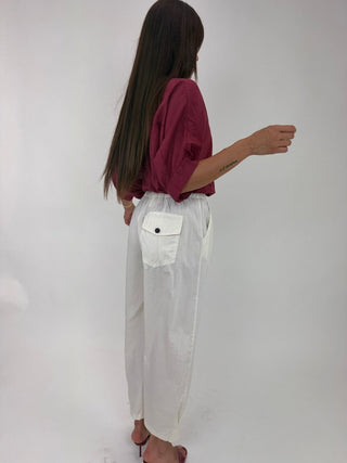 Pantalone - Pantalone balloon tela GFE7306 - Bianco - VEVI