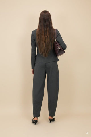 Pantalone - Pantalone barrel punto milano - Grigio scuro melange - vevi.it