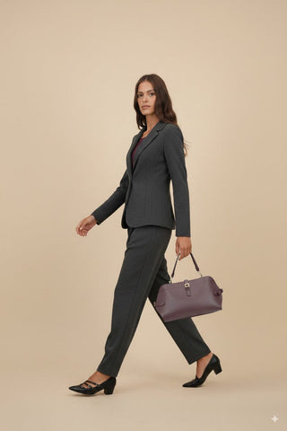 Pantalone - Pantalone barrel punto milano - Grigio scuro melange - vevi.it