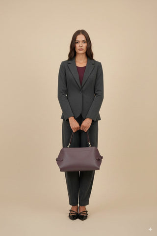 Pantalone - Pantalone barrel punto milano - Grigio scuro melange - vevi.it