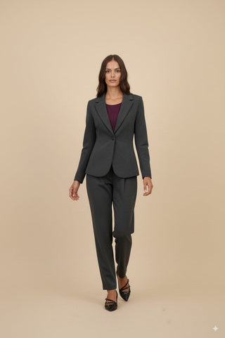 Pantalone - Pantalone barrel punto milano - Grigio scuro melange - vevi.it
